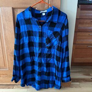 Coldwater Creek Blue/black buffalo plaid light flannel Medium